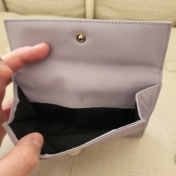 Lilac Prada Nylon & LeatherTri-fold Wallet - Picture 2 of 7